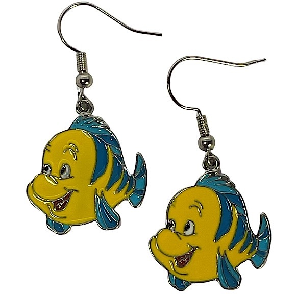 The Little Mermaid Flounder metal earrings NEW - Picture 1 of 5